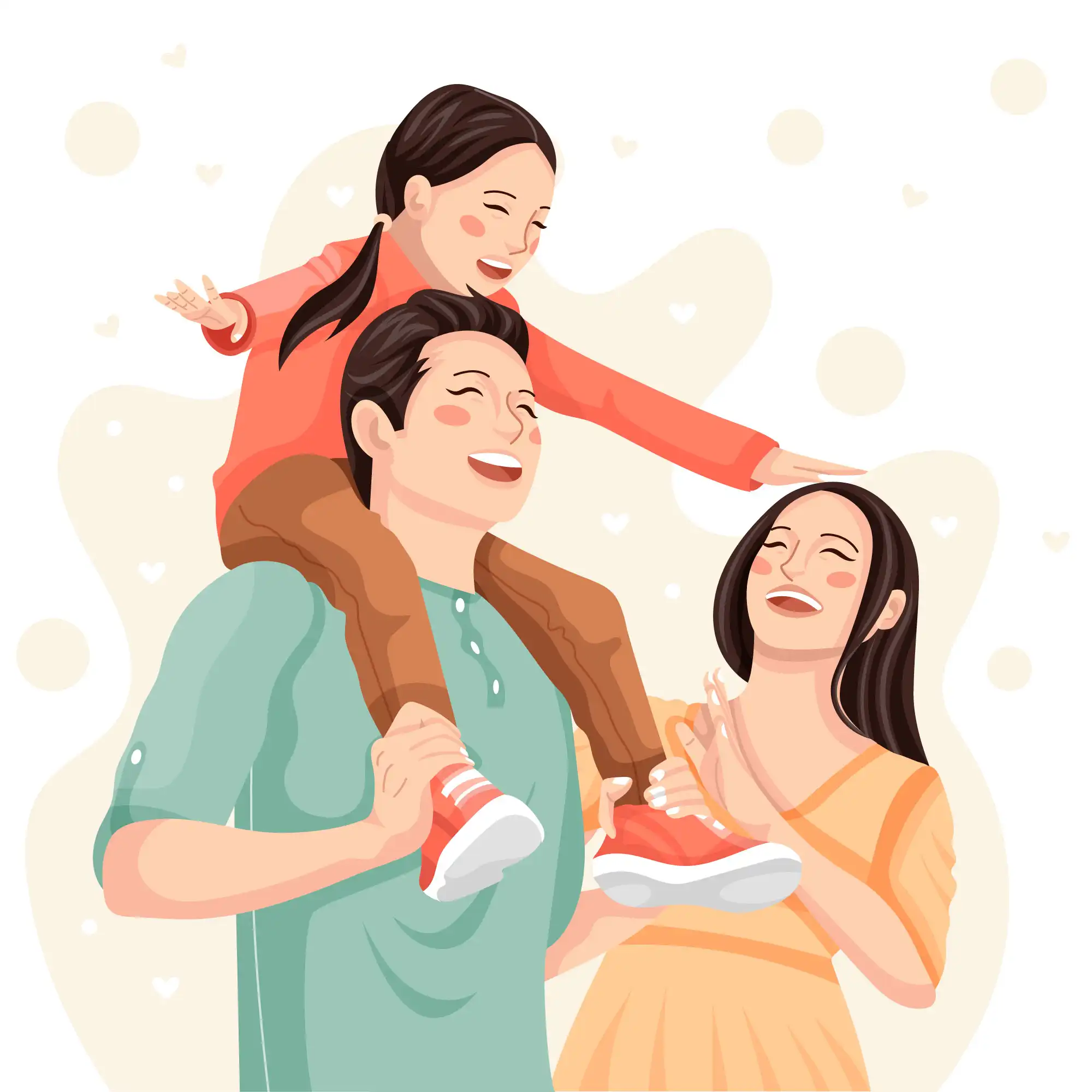 Hand drawn asian family